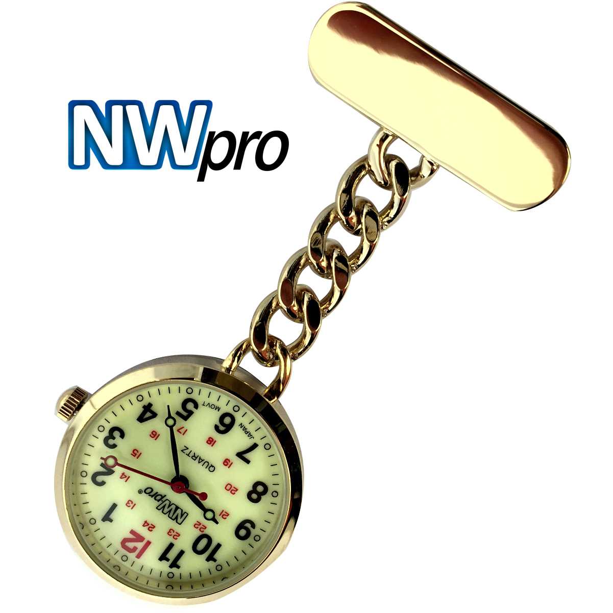 Nurses Pinned Watch - NW•PRO Chain - Gold - Luminous